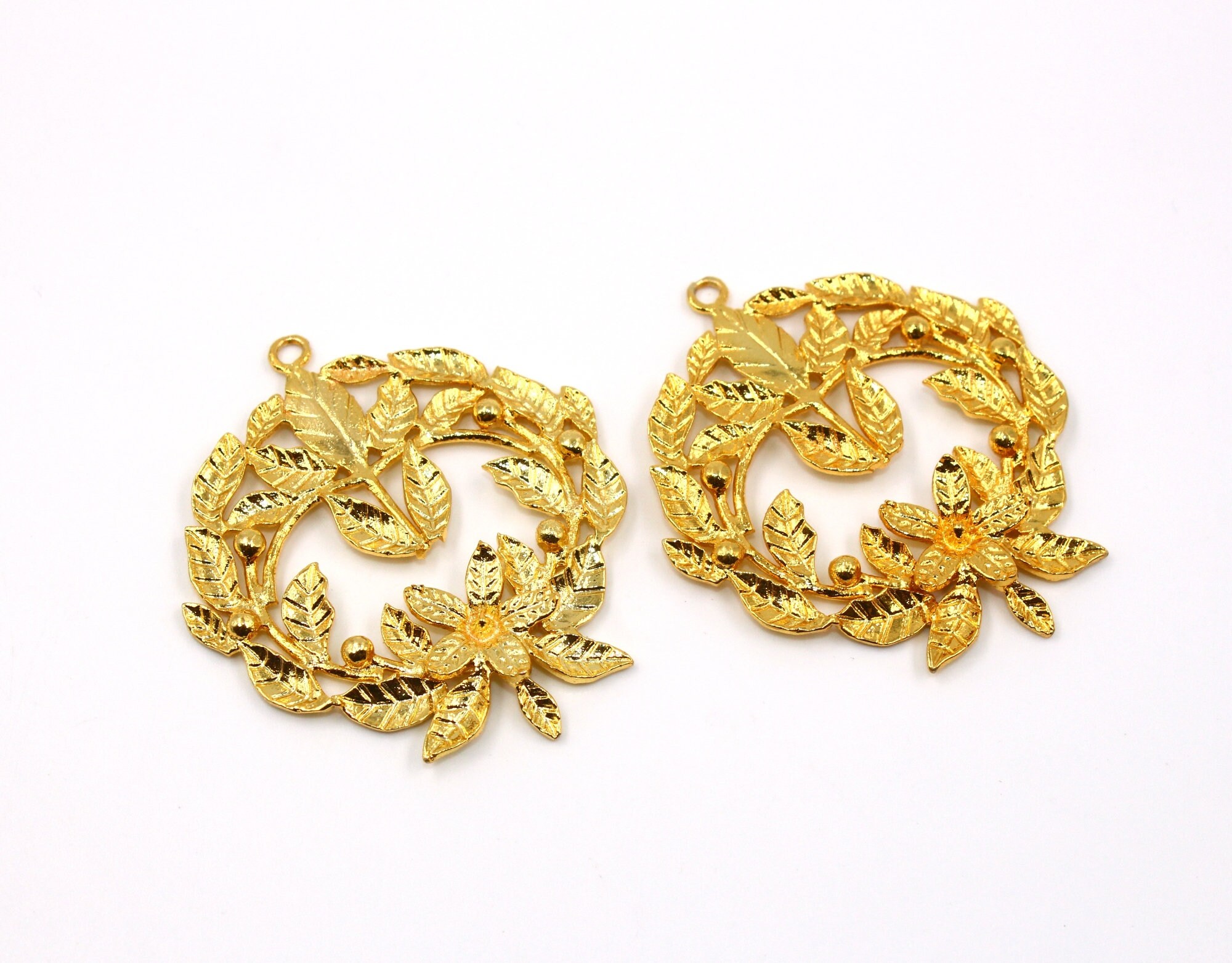 1 Pair 22kt Gold Plated Designer Vine Earrings Connectors Etsy UK