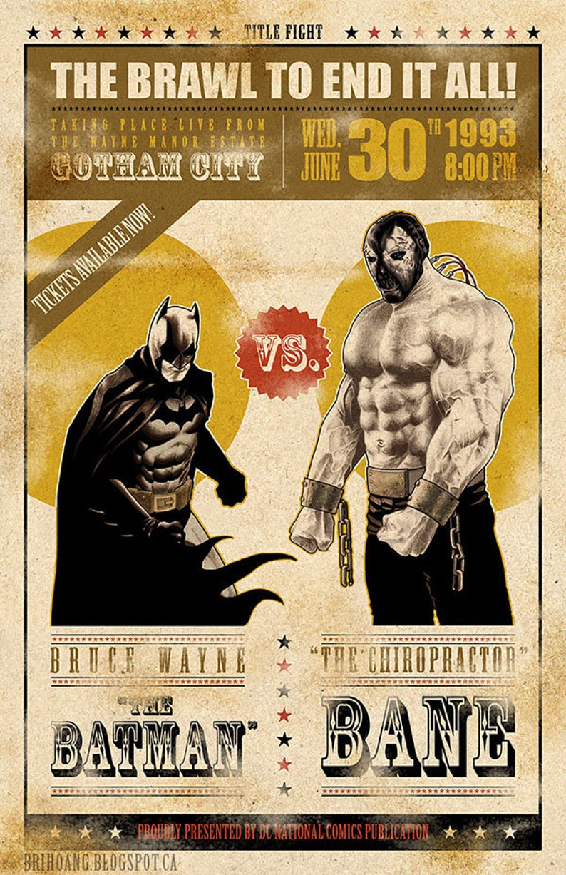 Batman vs. Bane Fight Night 11x17 Fight Poster Etsy