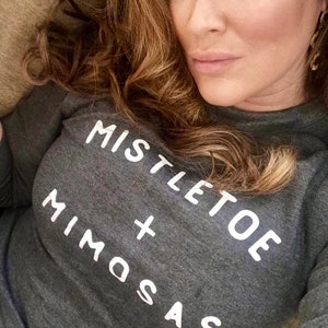 Mistletoe and Mimosa Sweatshirt | Funny Christmas Shirt | Holiday Sweatshirt | Long Island Christmas | Brunch Shirt | Xmas Sweatshirt