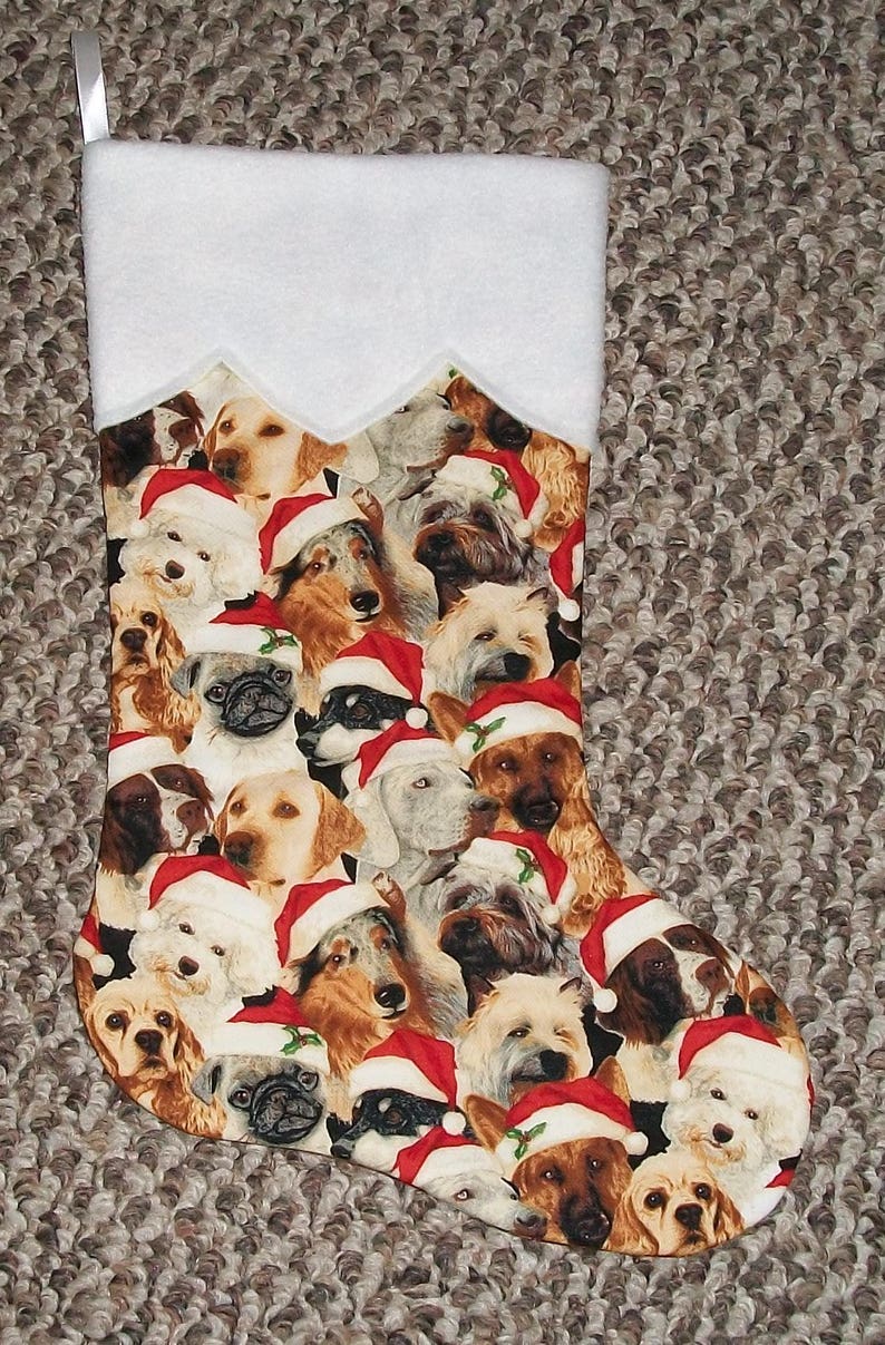 Pet Canine Animal Handmade Holiday Christmas Stocking Boot Puppy Dog Dogs Santa Hats 4 Choices Personalize