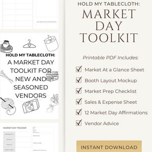 Hold My Tablecloth: A Market Day Toolkit – 15-Page Printable PDF for Vendors, Makers & Small Biz Owners