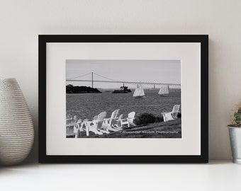 Black and White Photograph: View from Castle Hill Lawn in Newport, RI