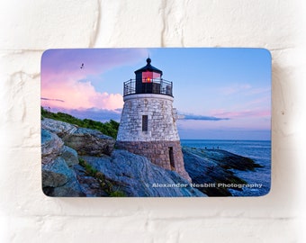 Castle Hill Lighthouse photo block | Newport RI & Rhode Island lighthouse photograph for wall art, decor, gift made in RI