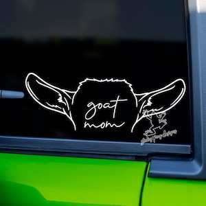 Goat Decal - Personalized Pet Vinyl Sticker - Goat Mom Window Decal - Custom Goat Ear Car Sticker - Unique Goat Gift - Crazy Goat Lady Decal
