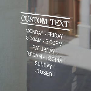 Custom Text Decal for Business - Personalized Hours Sign - Office Hours Sticker - Vinyl Window Display - Restaurant Decal - Vinyl Lettering