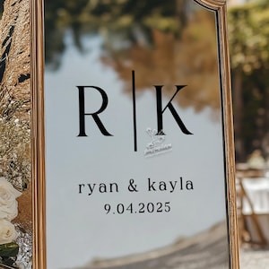 Wedding Mirror Decal – Custom Initials Mirror Sign – Monogram Wedding Welcome Sign – Personalized Mirror Decal