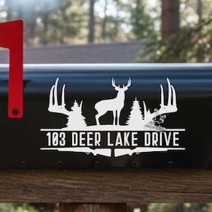 Custom Deer Mailbox Decal | Hunting Mailbox Address Numbers | Personalized Mailbox Vinyl | Outdoor House Number