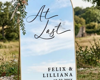 At Last Wedding Mirror Decal – Custom Mirror Welcome Sign – Wedding Sign Vinyl Decal for Mirror – Elegant Wedding Decor