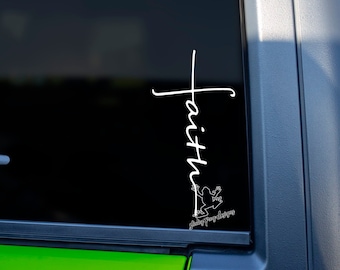 Faith Cross Decal for Cars, Tumblers, Laptops and More - Christian Vinyl Sticker - Religious Gift - Scripture Inspired Bumper Sticker