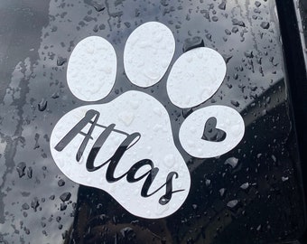 Custom Paw Name Decal - Personalized Pet Vinyl Sticker - Unique Pet Label for Your Beloved Companion - Multiple Font Options, Sizes & Colors