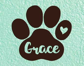 Paw Decal, Pet Name Decal, Paw Print Sticker, Dog Decal, Paw Print Tumbler Decal, Pet Memorial Decal, Dog Mom Decal, Dog Mom Gift