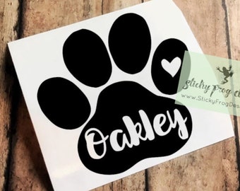 Dog Bowl Decal Personalized Dog Bowl Decal Dog Name Decal Cat Bowl Decal Cat Name Decal Name and Paw Prints Personalized Cat Bowl Decal