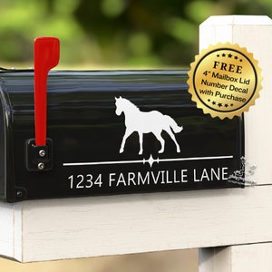 Personalized Horse Mailbox Decal - Choose Your Size, Color & Breed - House Address Sticker - Custom Street Name Decal - Equine Mailbox Decor