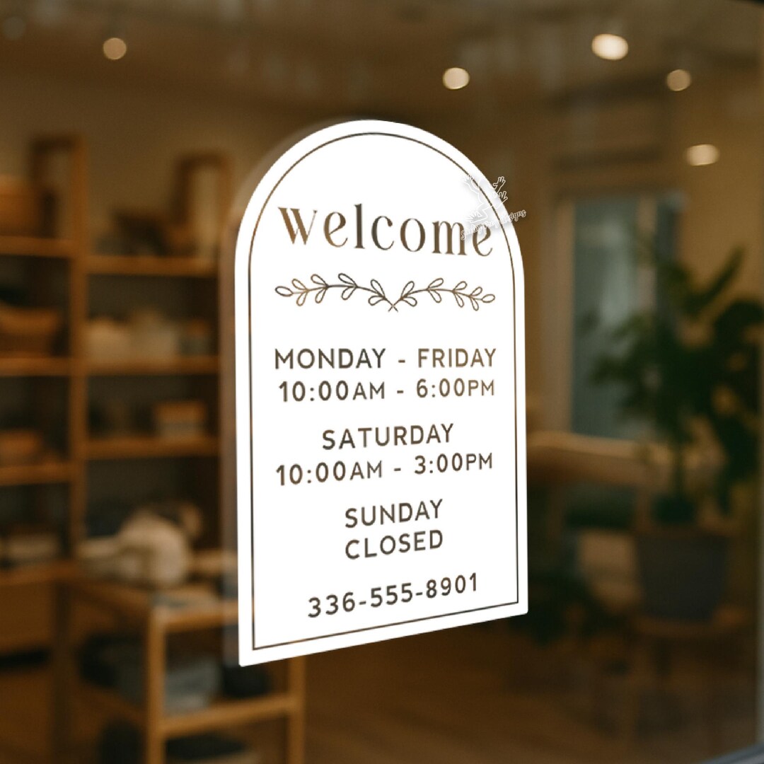 Store Hours Vinyl Decal - Business Hours Door Sign - Custom Storefront ...
