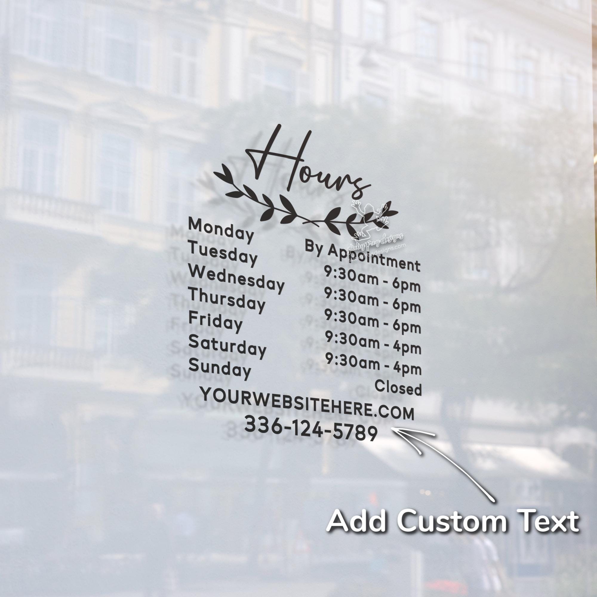 Store Hours Decal - Boutique Window Sticker - Custom Hours of Operation ...