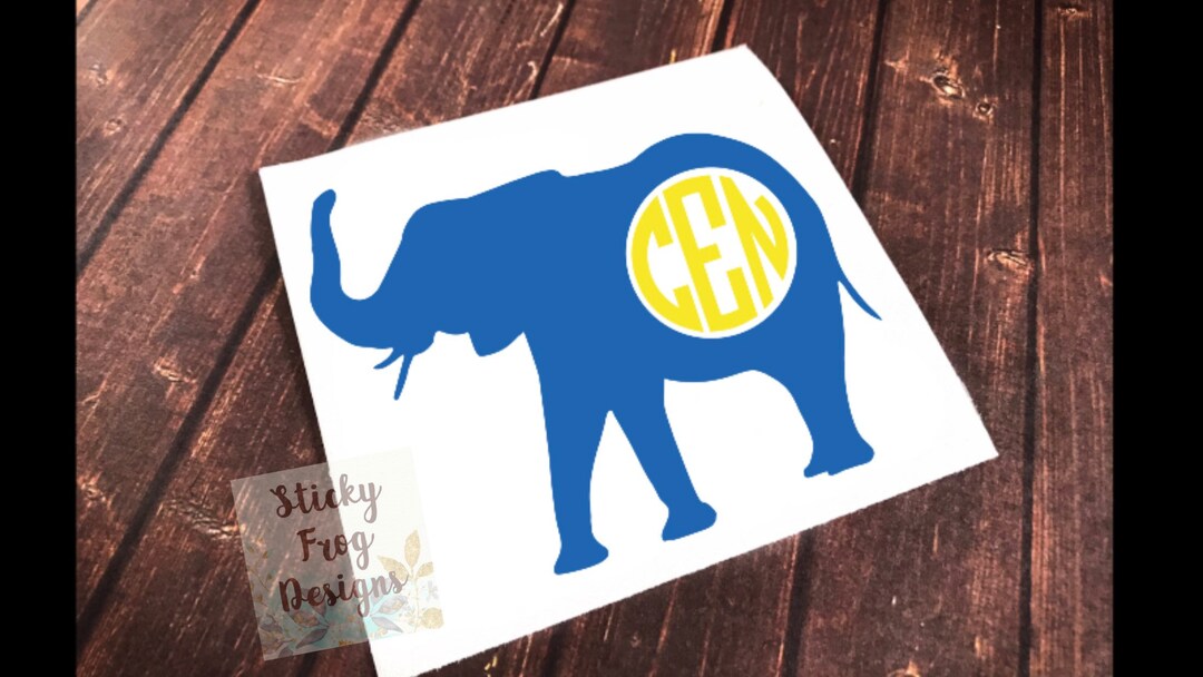Elephant Monogram Decal Elephant Decal Decals for Women Etsy