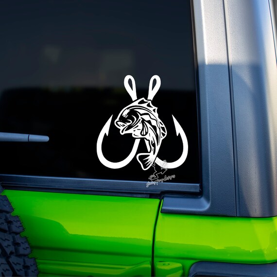 Bass Fishing Decal for Car, Tumblers, Laptops and More Hook Sticker  Fisherman Gift Bass Bumper Sticker Outdoorsman Truck Decal 