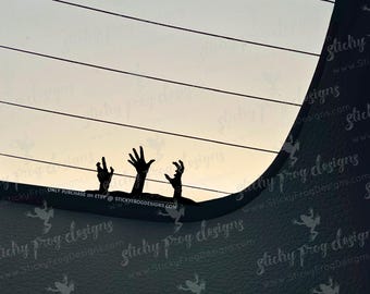 Zombie Decal - Small Zombie Easter Egg Sticker - Undead Hands Vinyl Window Decal
