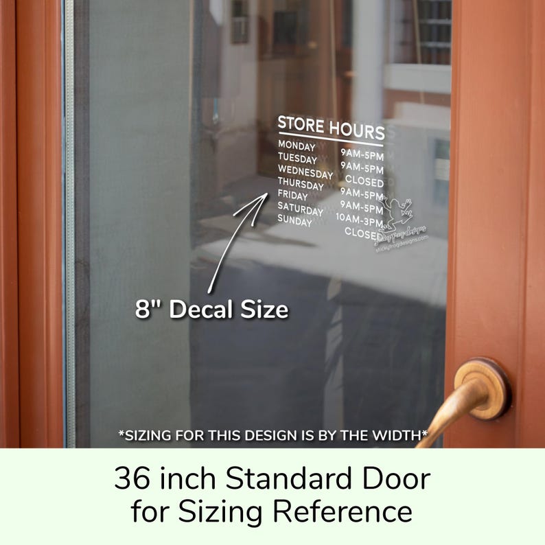 Simple Hours Decal - Personalized Store Signage - Custom Open Close ...
