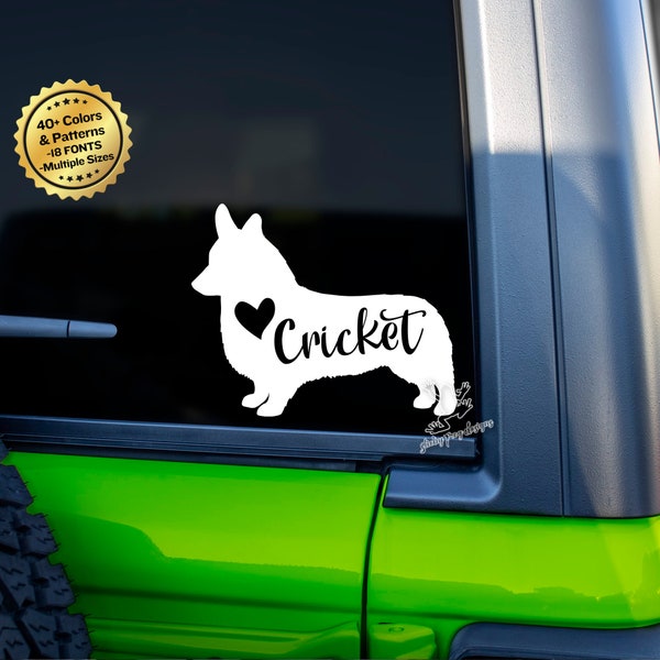 Personalized Corgi Decal for Cars, Tumblers, Laptops and More - Custom Corgi Name Vinyl Window Sticker - Corgi Gift - Dog Name Decal