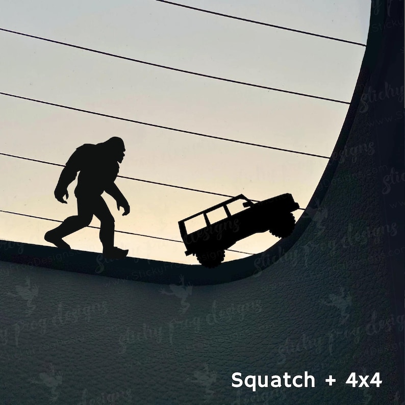 Sasquatch Decal - Tiny Bigfoot Sticker - Squatch Car Decal - Funny Cryptid Window Decal for SUV, Truck, or Laptop - Big foot Yeti Gift image 3