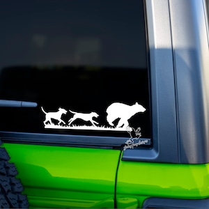 Dogs Chasing Bear Decal for Cars & Trucks, Tumblers and More! - Bear Hunting Vinyl Sticker - Hunting Gift - Bear Drive Hunter Window Decal