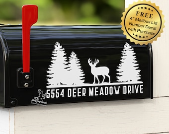 Personalized Deer Mailbox Decal - Custom Hunting Lodge Address Sticker - Mailbox Decor - Unique Housewarming Gift - Scenic Mailbox Vinyl