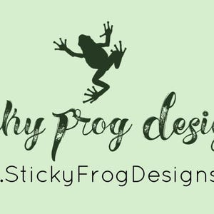 the logo for sticky frog designs