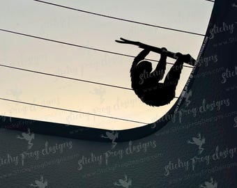 Sloth Decal - Hanging Sloth Car Window Sticker - Tree Sloth Animal Silhouette