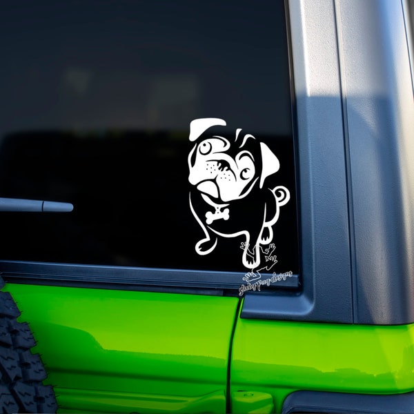 Pug Decal for Cars, Tumblers, Laptops and More - Cute Pug Vinyl Window Sticker - Pug Gift - Dog Decal
