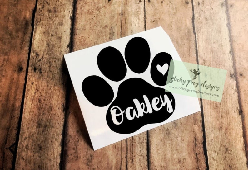 Paw Decal, Pet Name Decal, Paw Print Sticker, Dog Decal, Paw Print Tumbler Decal, Pet Memorial Decal, Dog Mom Decal, Dog Mom Gift, Car Decal 