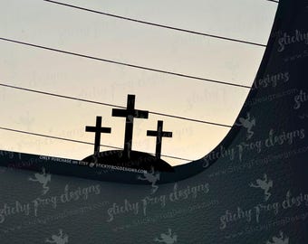 Christian Cross Decal - Tiny Cross Sticker - Religious Gift - Tiny Bumper Sticker - Hidden Easter Egg Decal - Christian Car Decor -