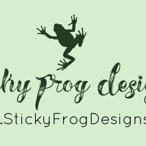 the logo for sticky frog designs