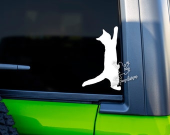 Cat Car Decal - Climbing Cat Vinyl Sticker for Cars, Tumblers, Laptops & More - Cat Mom Gift