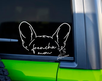 Calcomanía de oreja de bulldog francés - pegatina de vinilo personalizada para mascotas - etiqueta única para mascotas para su amado compañero - calcomanía de ventana de mamá Frenchie