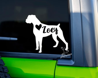 Boxer Decal for Cars, Tumblers, Laptops and More - Personalized Boxer Name Vinyl Sticker - Custom Boxer Pet Memorial Decal - Dog Mom Gift