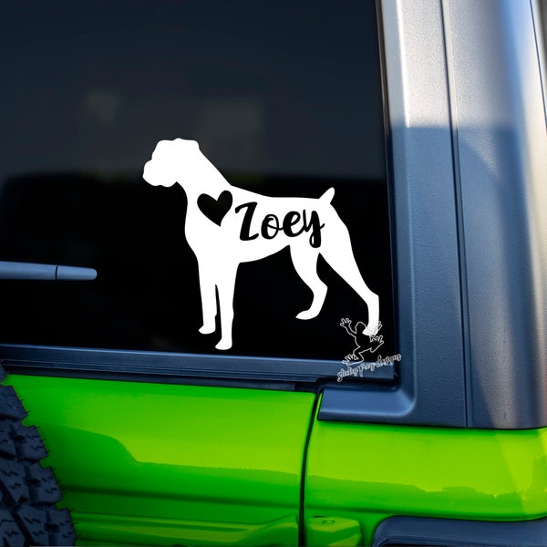 Boxer Decal for Cars, Tumblers, Laptops and More - Personalized Boxer Name Vinyl Sticker - Custom Boxer Pet Memorial Decal - Dog Mom Gift