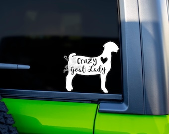 Crazy Goat Lady Decal - Goat Mom Sticker for Cars, Tumblers, Laptops & More - Goat Mama Gift - Goat Lady Vinyl Window Decal - Dairy Goat