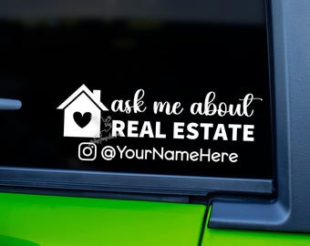 Personalized Realtor Decal - Custom Realty Car Window Sticker - Real Estate Agent Signage for Office or Vehicle - Realtor Name Decal