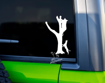 Dog Treeing Bear Decal for Cars, Trucks, Tumblers & More - Bear Hunting Vinyl Sticker - Hunting Gift - Bear Dog Bumper Sticker