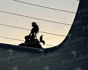 Mermaid Decal - Tiny Sitting Mermaid Sticker - Beach Lover Car Accessory
