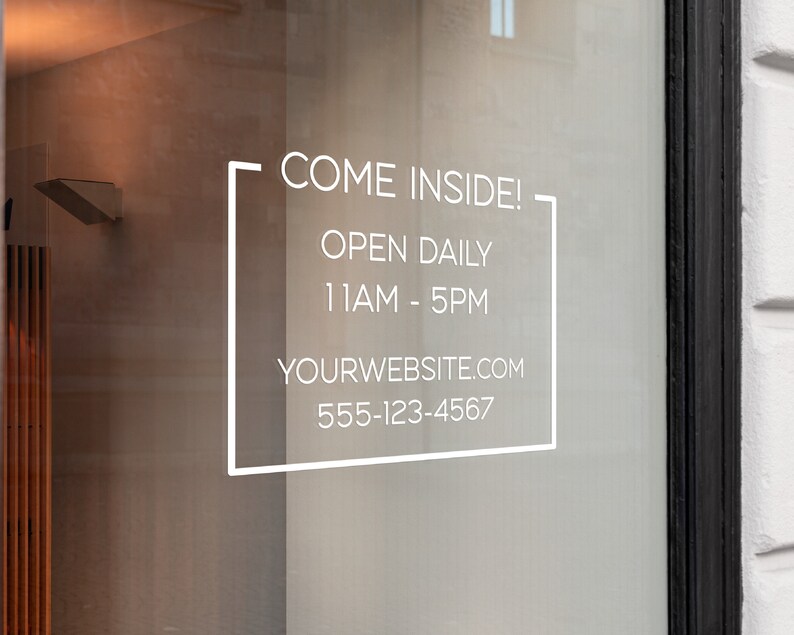 Store Hours Decal - Personalized Business Signage - Custom Open Close Hours Sticker - Vinyl Window Sign - Shop Hours Display image 3