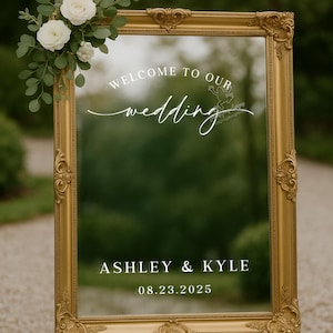 Welcome to Our Wedding Decal - Personalized Wedding Mirror Sticker - Elegant Vinyl Decal for Wedding Signs, Mirror Decor, & Reception Decor