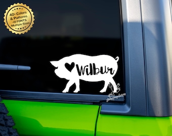 Personalized Pot Belly Pig Name Decal for Cars, Tumblers, and More - Custom Pig Vinyl Window Sticker - Pig Mom Decal - Pot Belly Pig Gift