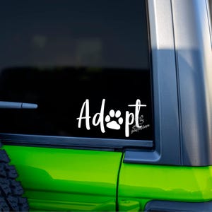 Adopt Decal – Paw Print Rescue Pet Sticker for Car Window, Laptop, Tumbler – Adopt Don’t Shop Vinyl – Dog Cat Adoption Gift – 20+ Colors