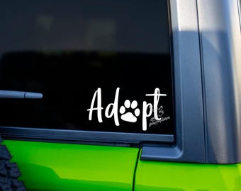 Adopt Decal – Paw Print Rescue Pet Sticker for Car Window, Laptop, Tumbler – Adopt Don’t Shop Vinyl – Dog Cat Adoption Gift – 20+ Colors