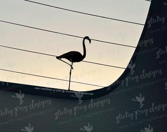 Flamingo Vinyl Decal – Flamingo Silhouette Sticker – Tropical Bird Car Window Laptop Bumper Decal – Beach Lover Gift
