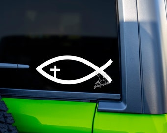 GRITKULTURE Ichthys Jesus Fish Christian Religious Vinyl Decal Sticker For US Cars, Trucks, Laptops,Christ, Window Decal Sticker
