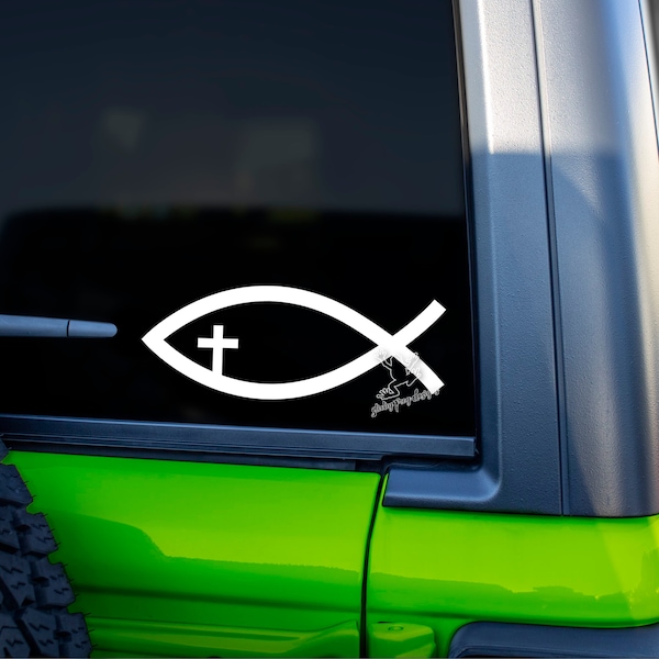 Christian Fish Decal for Cars, Tumblers, Laptops and More - Jesus Fish Vinyl Sticker - Religious Gift - Christian Symbol Window Decal