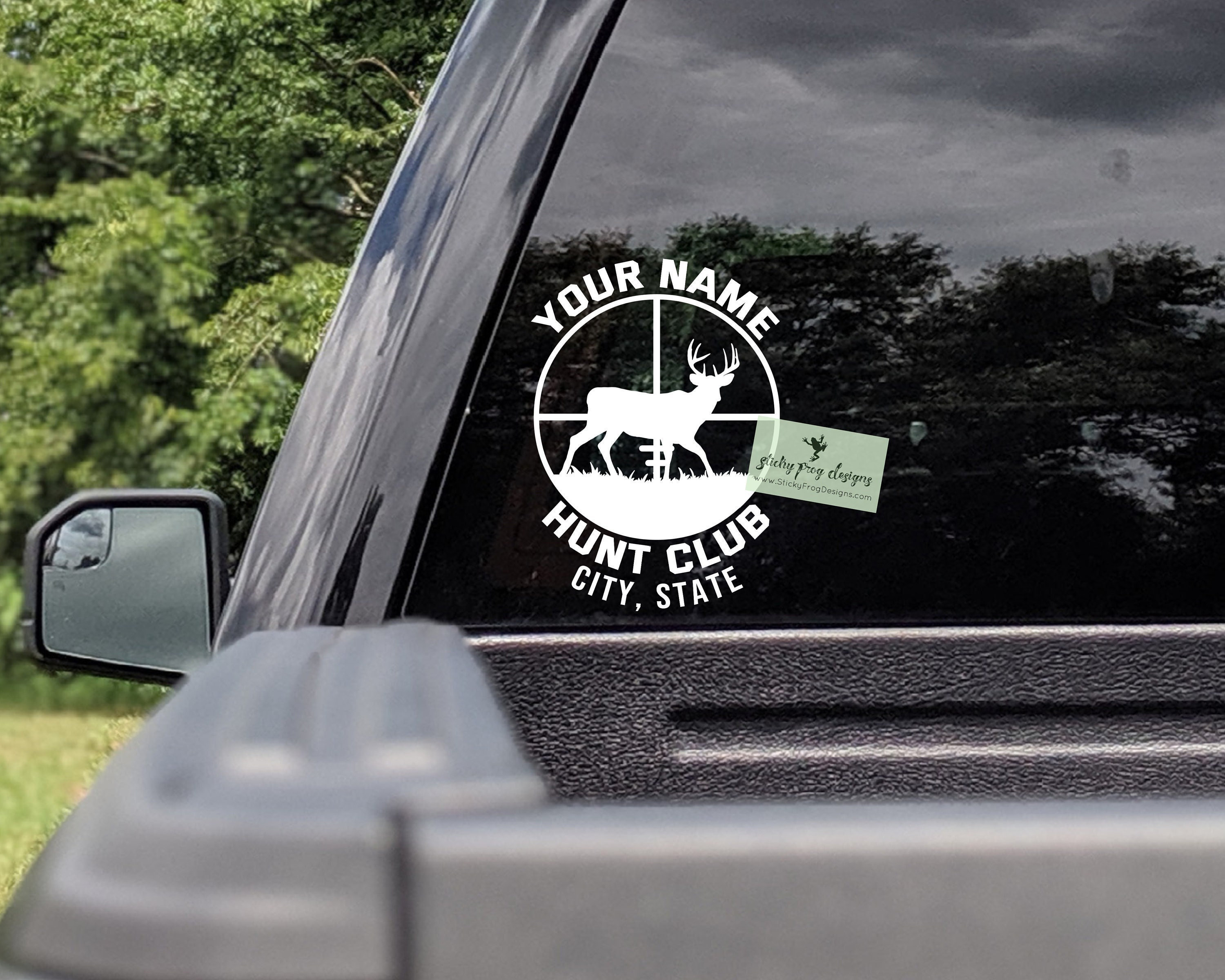 Personalized Hunting Club Decal - Custom Hunt Club Sticker for Trucks, Trailers and More - Whitetail Buck Deer Decal - Hunting Gift